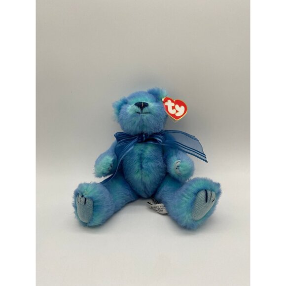 1993 Ty Beanie Babies The Attic Treasure Collection "Azure" Blue Bear Plush - Picture 3 of 9